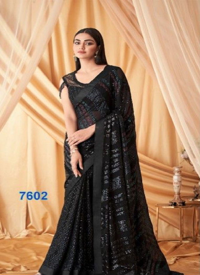 Sparkle 4 TFH New Latest Georgette Designer Party Wear Saree Suppliers In India